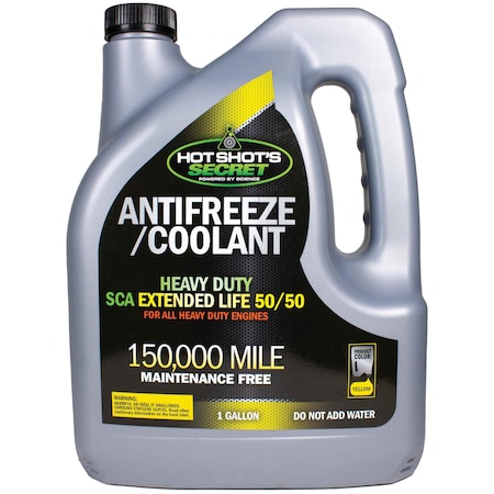 Hot Shots 5050 Antifreeze Mixed With Distilled Water Yellow 150000 Miles Service Life 1 Gallon Bottle 1G150KY5050